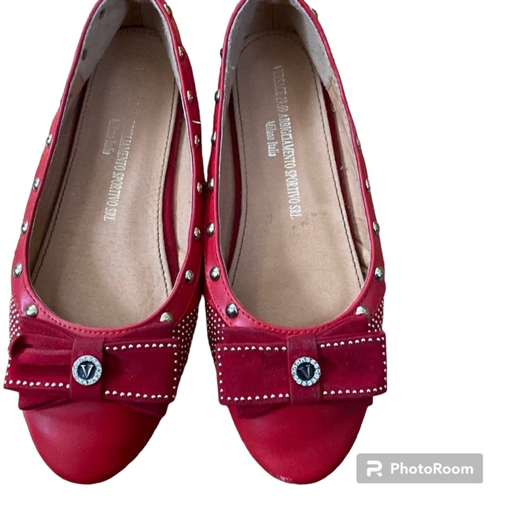 Versace 19.69 Abbigliamento Sportivo Red suade flats kids dressy shoe worn